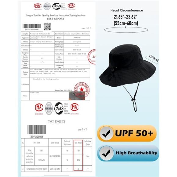 Waterproof Sun UPF 50+ Bucket Hat UV Protection Packable Brimmed Boonie - Picture 6 of 7
